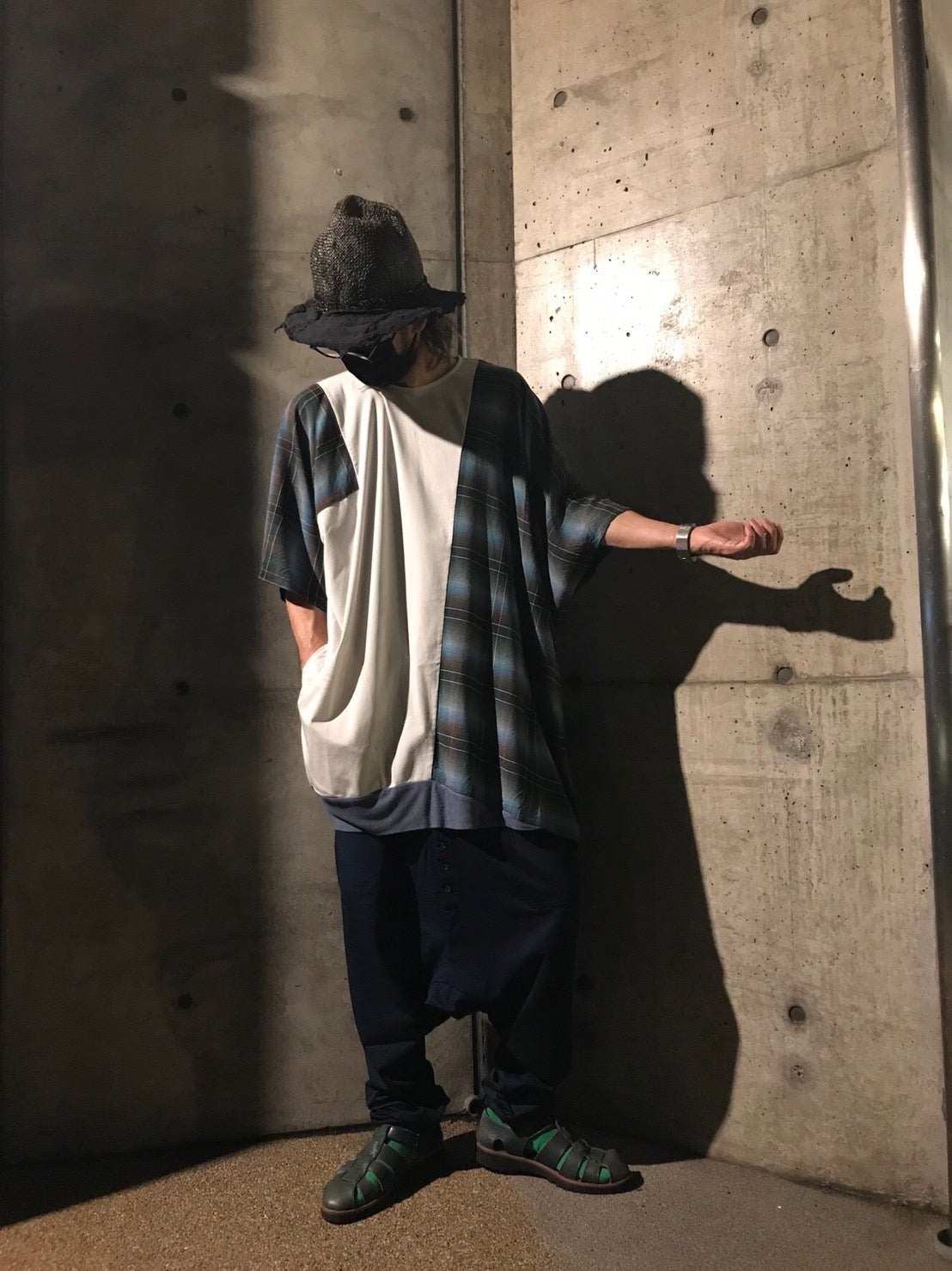 ピ斜tee  サイズ① Lt,Gray / Check