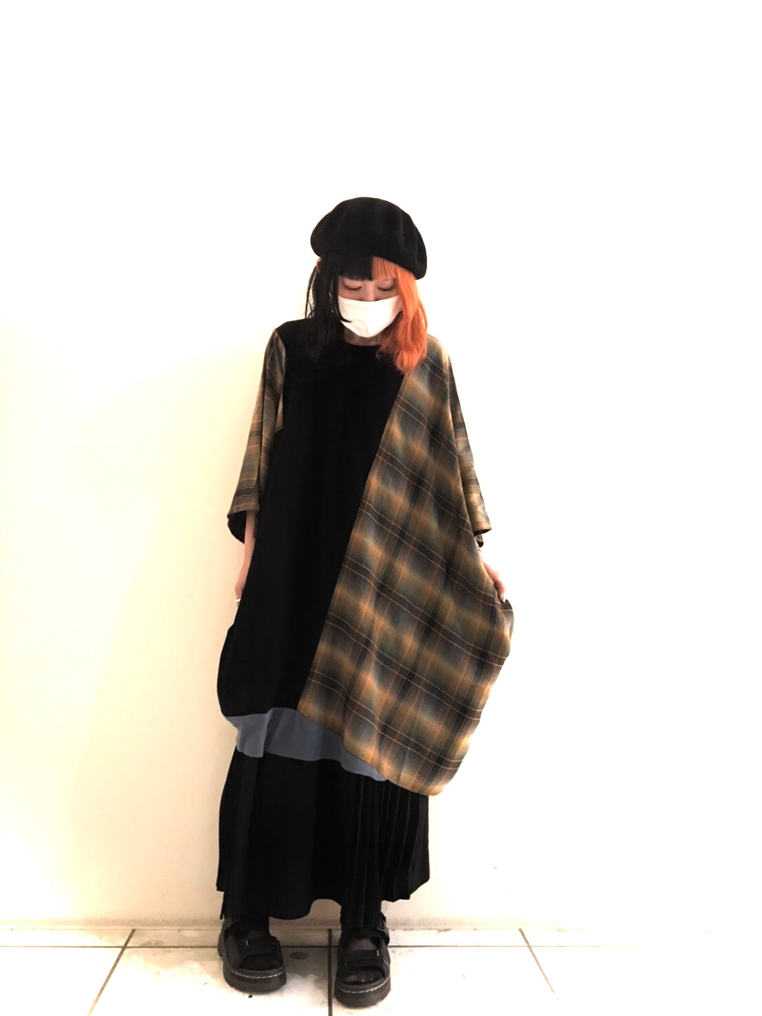 ピ斜tee サイズ② Black / YE Check