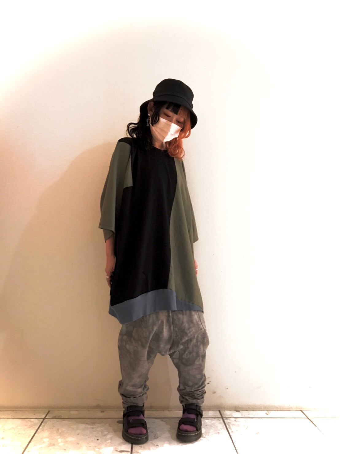 ピ斜tee サイズ① Black / Khaki