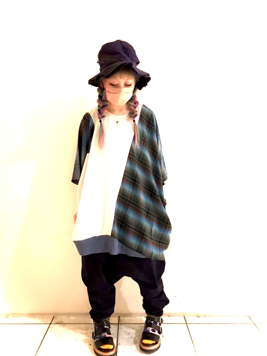 ピ斜tee サイズ① Lt,Gray / Check