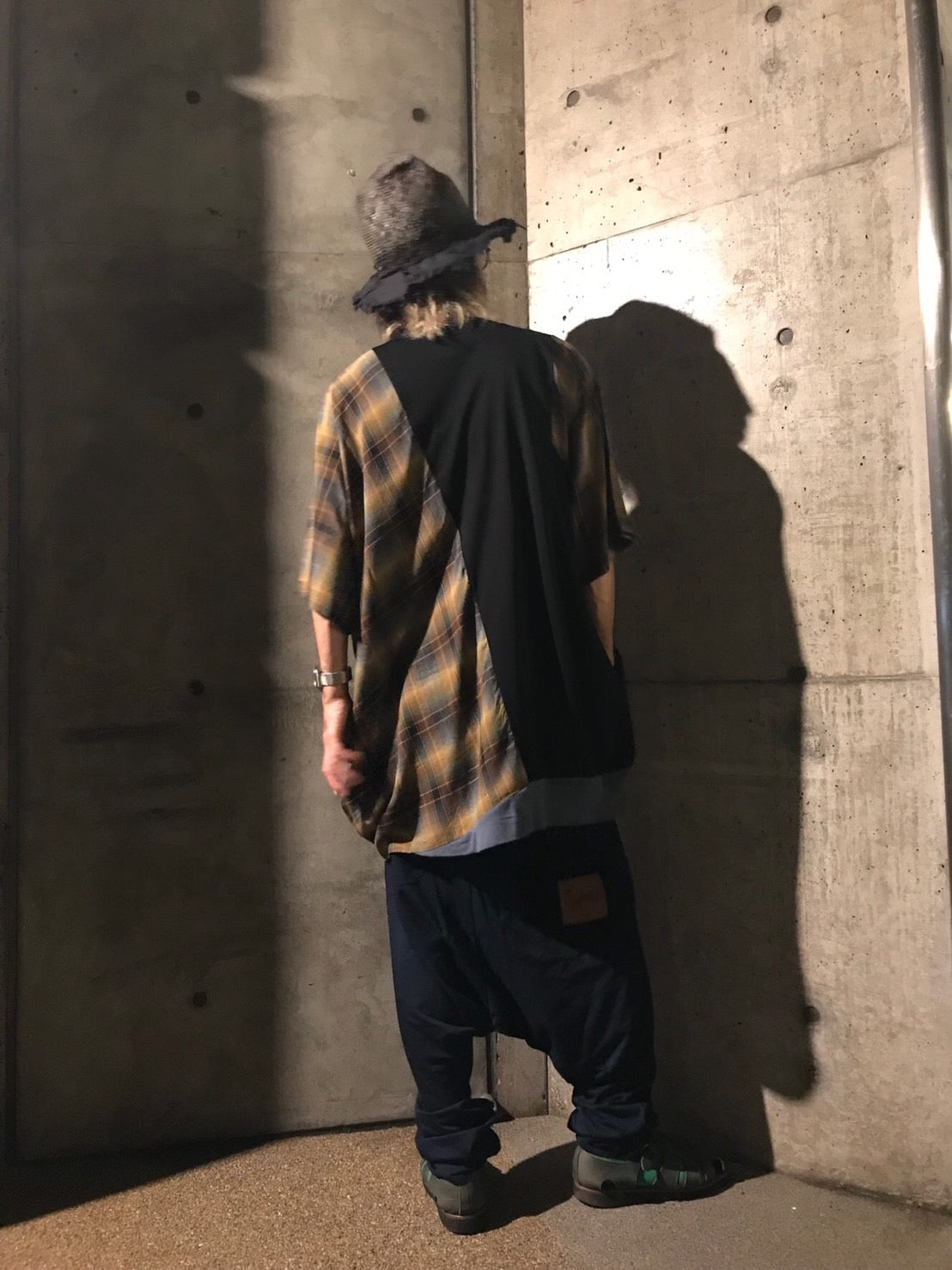 ピ斜tee  サイズ①         Black / YE Check