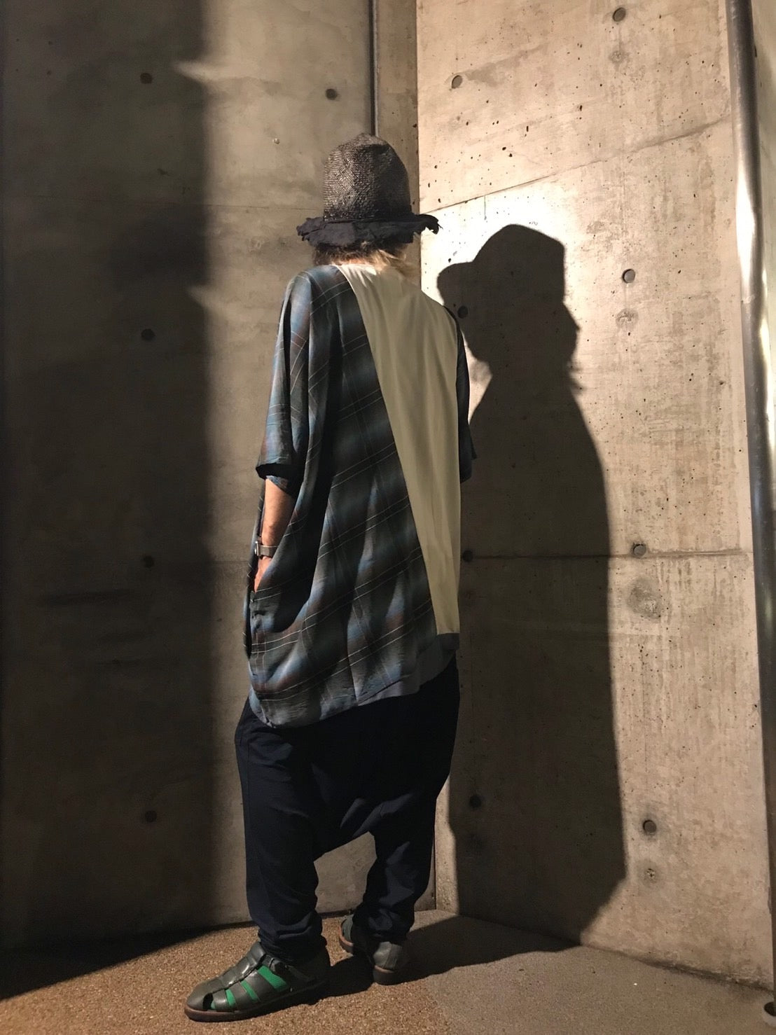 ピ斜tee  サイズ① Lt,Gray / Check